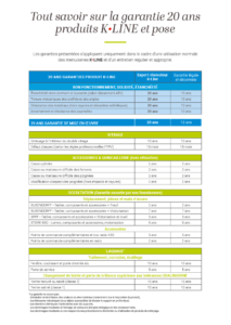 Garantie 20 ans des produits K-Line et pose